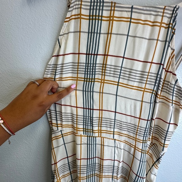 Gillia White Base with Colorful Plaid Maxi Dress size Small - Picture 9 of 9